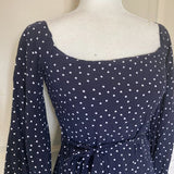 Bardot by Urban Outfitters Navy Polka Dot Off-Shoulder mini dress
