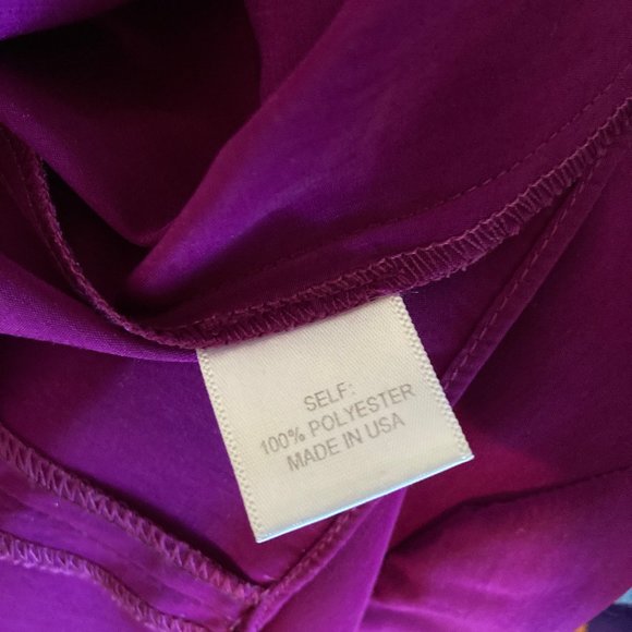 WAYF Magenta Crepe Shift Dress Long Sleeve