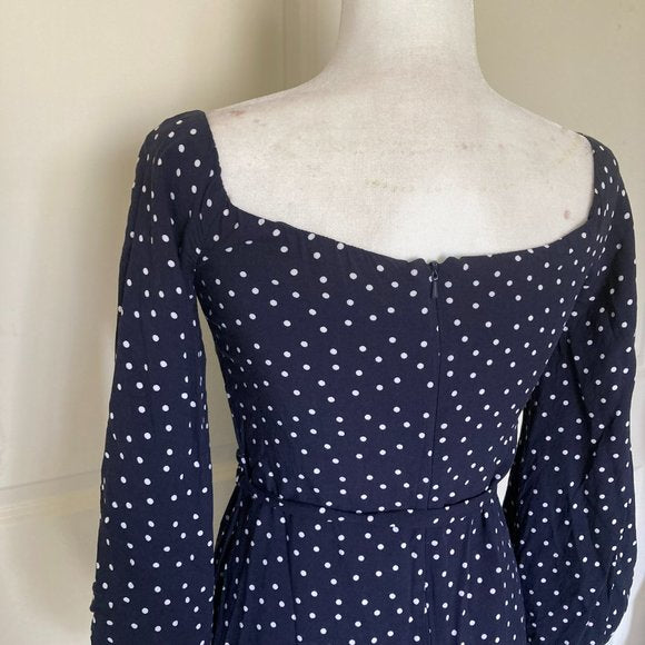 Bardot by Urban Outfitters Navy Polka Dot Off-Shoulder mini dress