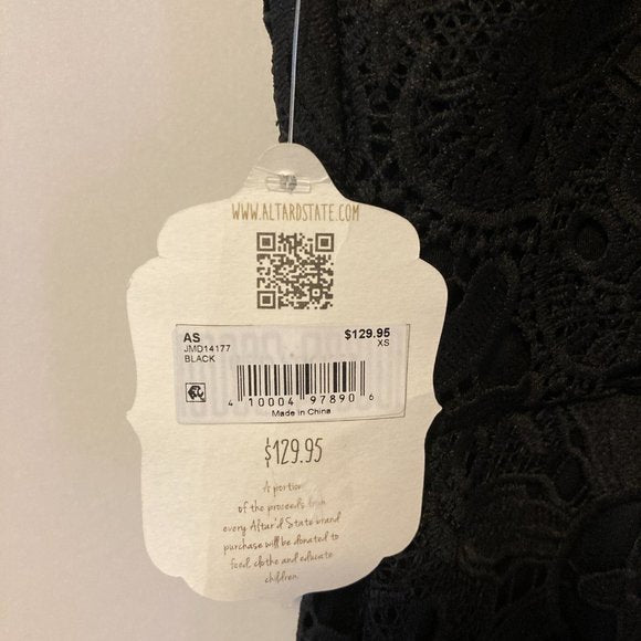 NWT Altar'd State Flora Crochet Midi Dress in Black
