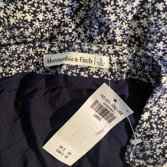 NWT - Abercrombie & Fitch Ruffle Hem Miniskirt - Navy/White Floral