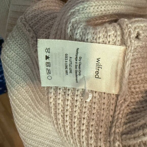 Aritzia Wilfred Darcey Open Cardigan Sweater in Beige Tan Khaki Nude