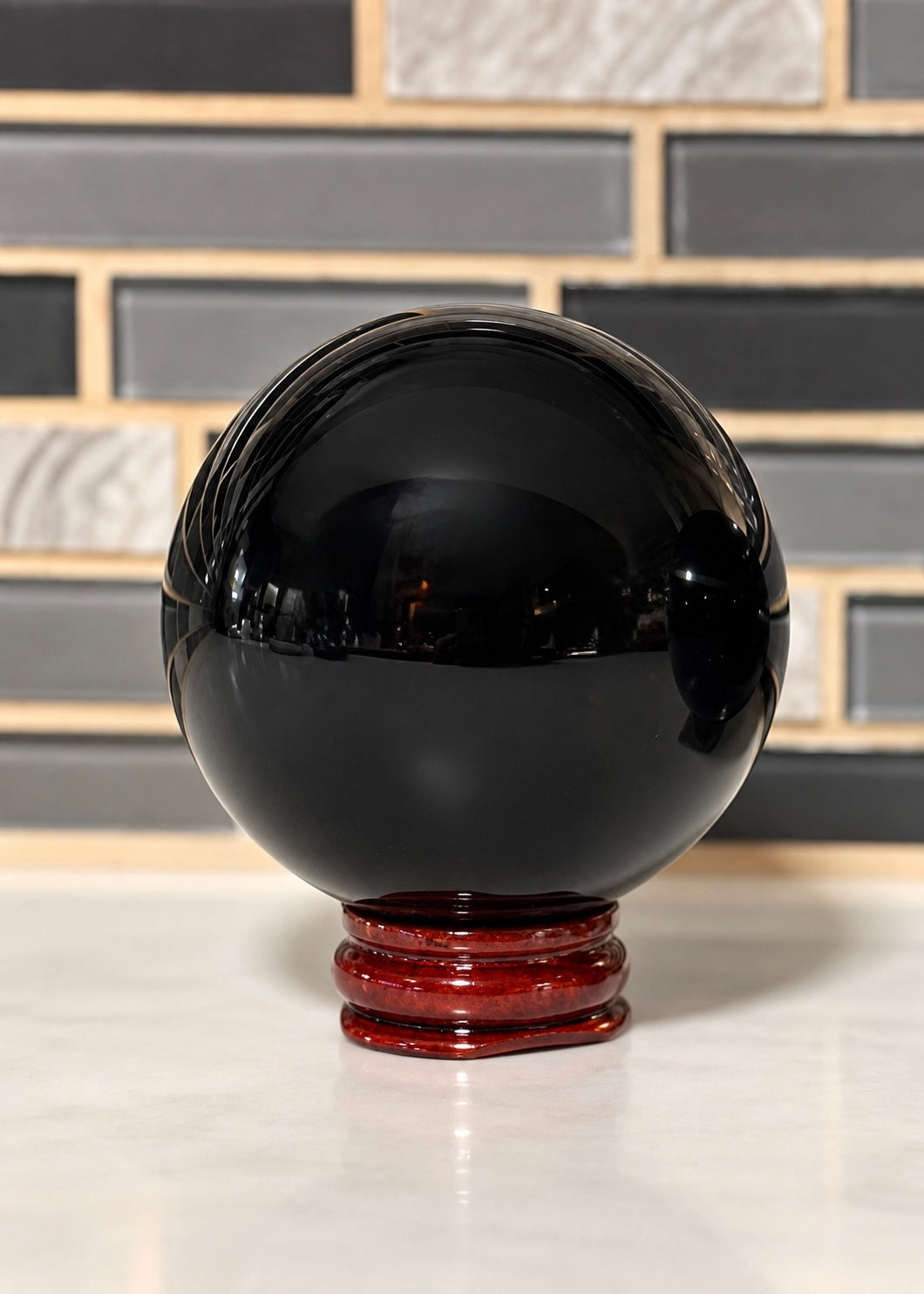 Black Obsidian Sphere with Stand