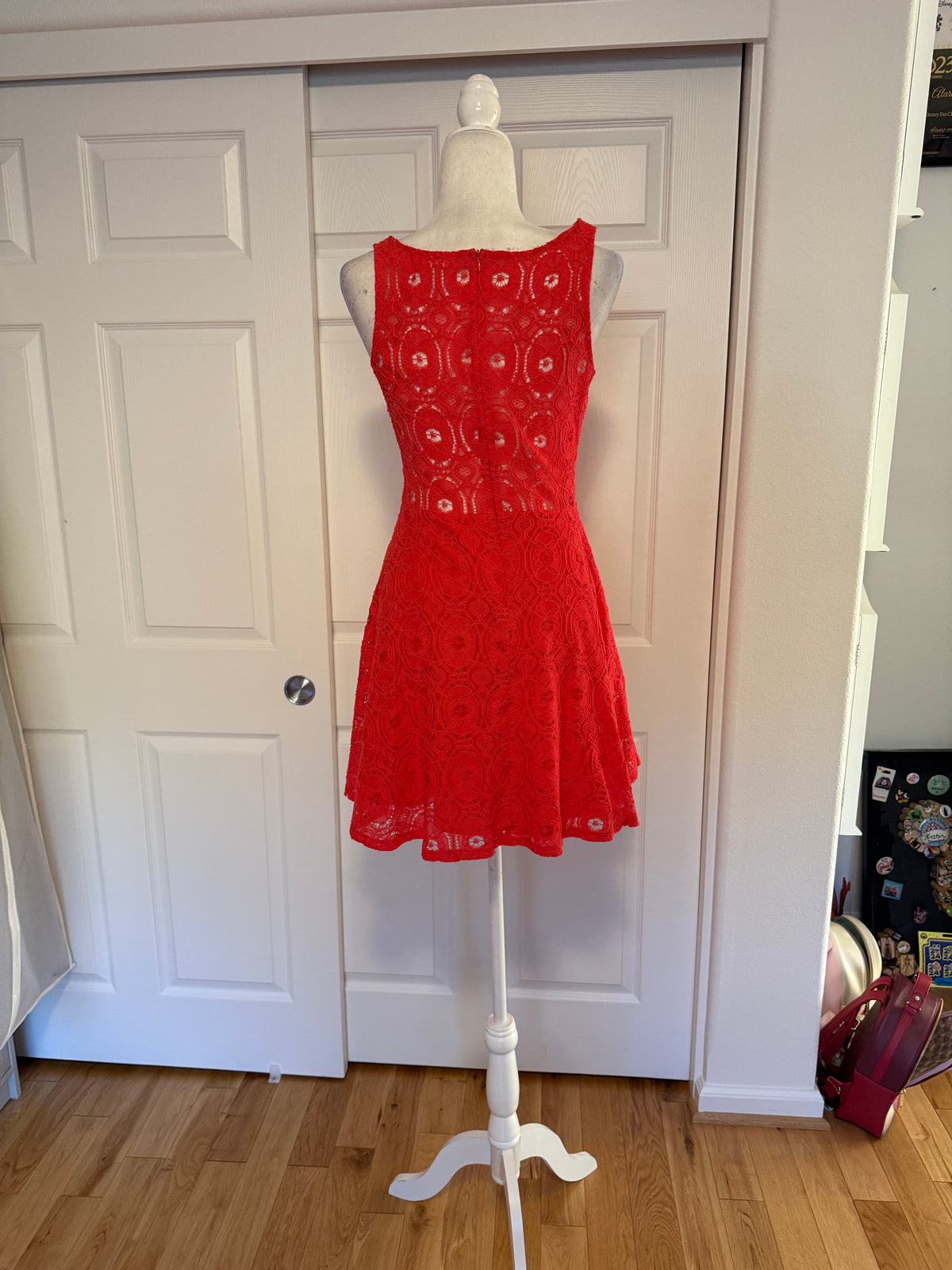 BB DAKOTA 'RENLEY' LACE FIT & FLARE CORAL DRESS sz 4