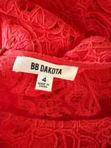 BB DAKOTA 'RENLEY' LACE FIT & FLARE CORAL DRESS sz 4