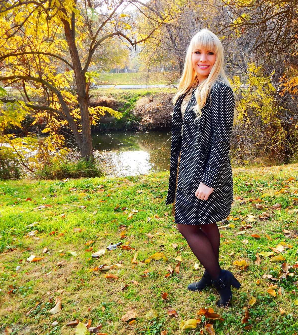 Polka Dot Long Jacket/Coat by LC Lauren Conrad