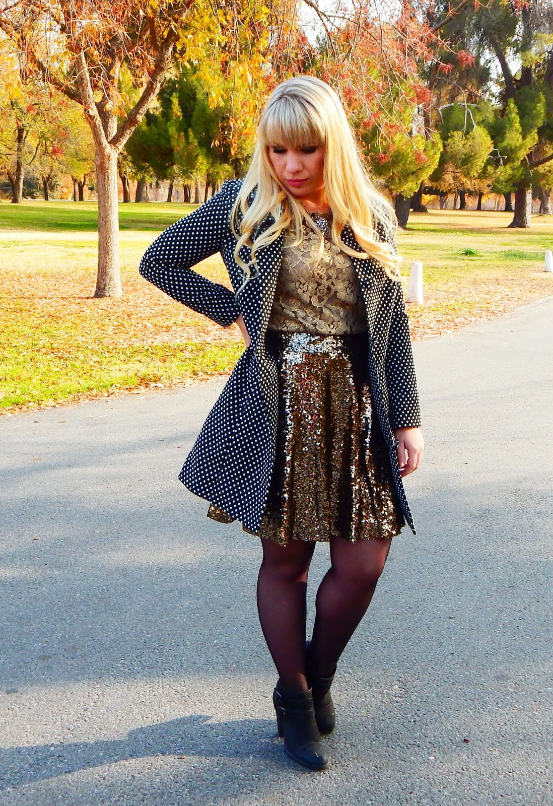 Polka Dot Long Jacket/Coat by LC Lauren Conrad