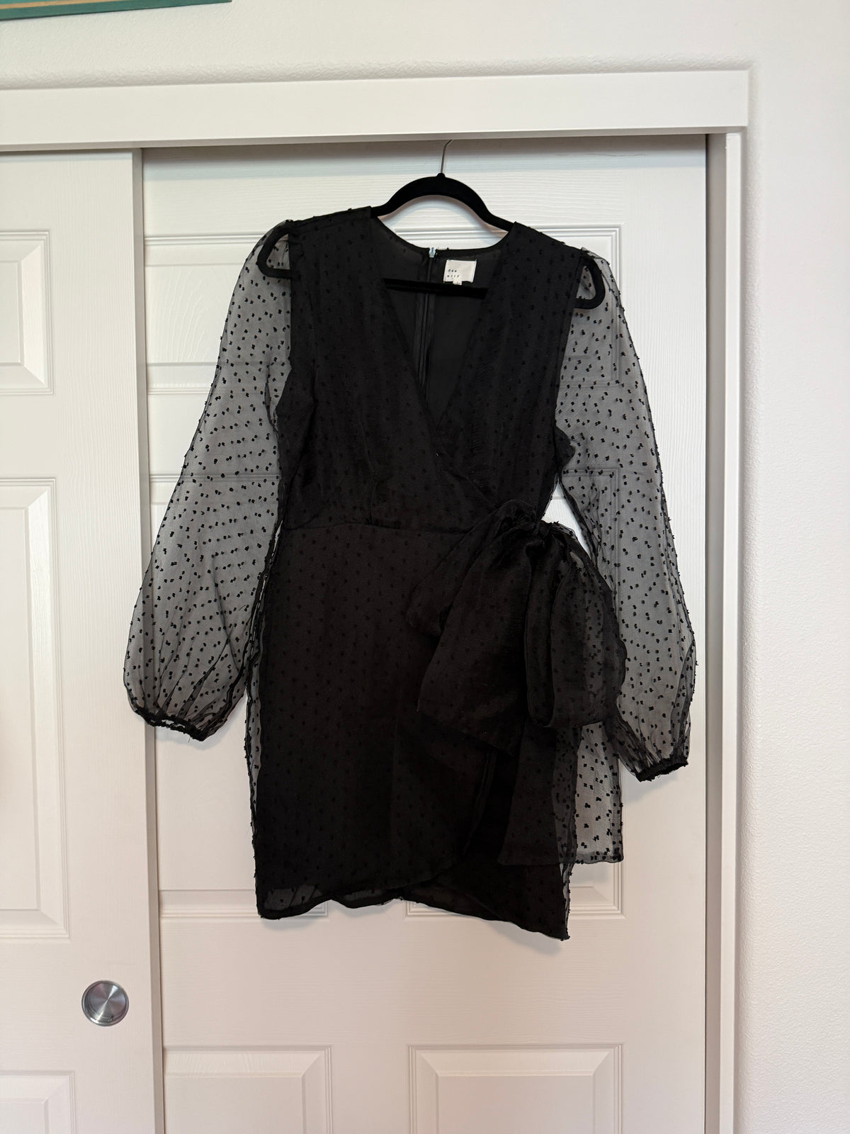 VICI Dee Elly Swiss Dot Sheer Sleeve Dress L