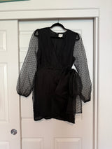 VICI Dee Elly Swiss Dot Sheer Sleeve Dress L