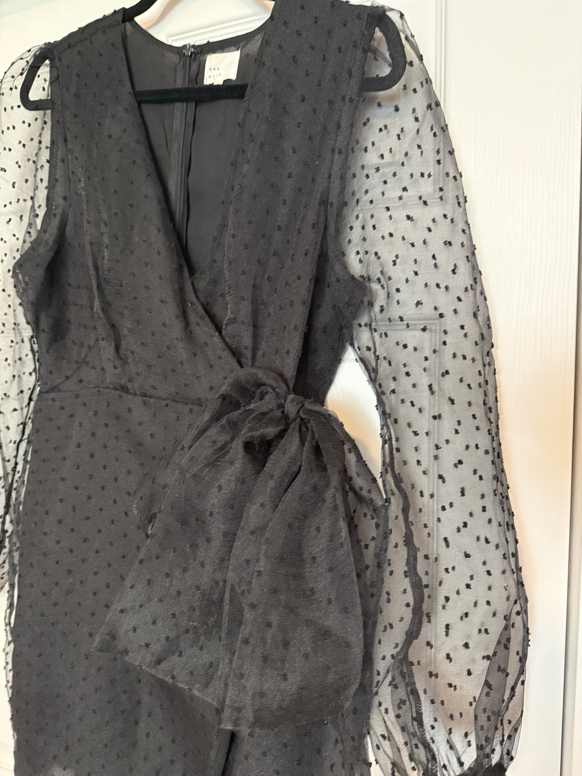VICI Dee Elly Swiss Dot Sheer Sleeve Dress L