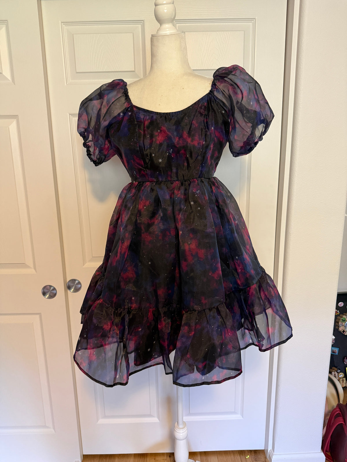 NWT Hot Topic Cosmic Aura Galaxy Tiered Organza Dress Size S