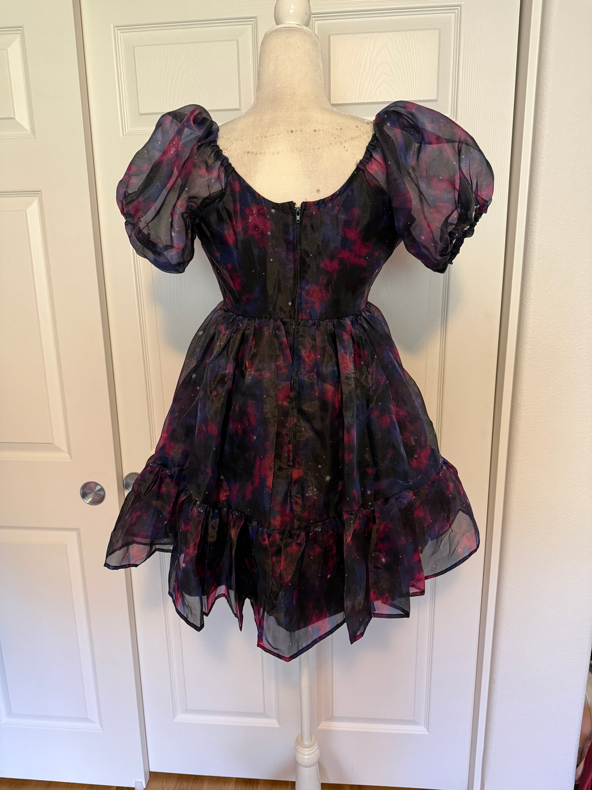 NWT Hot Topic Cosmic Aura Galaxy Tiered Organza Dress Size S