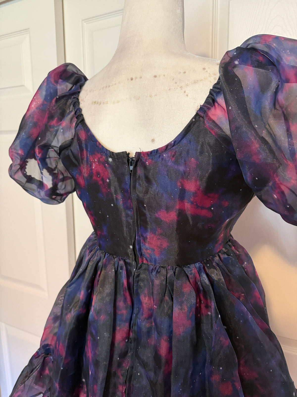 NWT Hot Topic Cosmic Aura Galaxy Tiered Organza Dress Size S