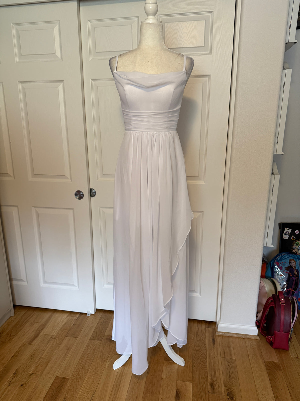 NWT White Chiffon A Line Formal Dress