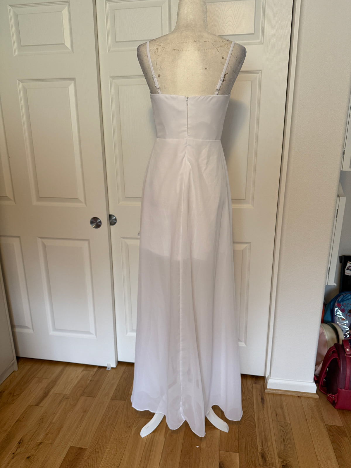 NWT White Chiffon A Line Formal Dress