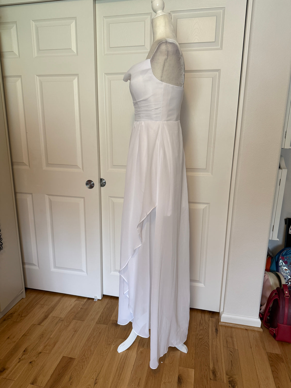NWT White Chiffon A Line Formal Dress