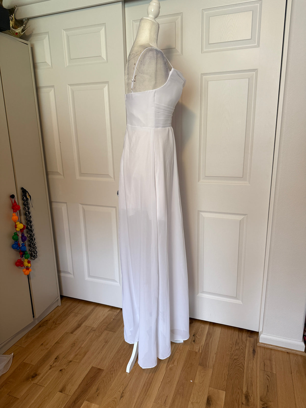 NWT White Chiffon A Line Formal Dress