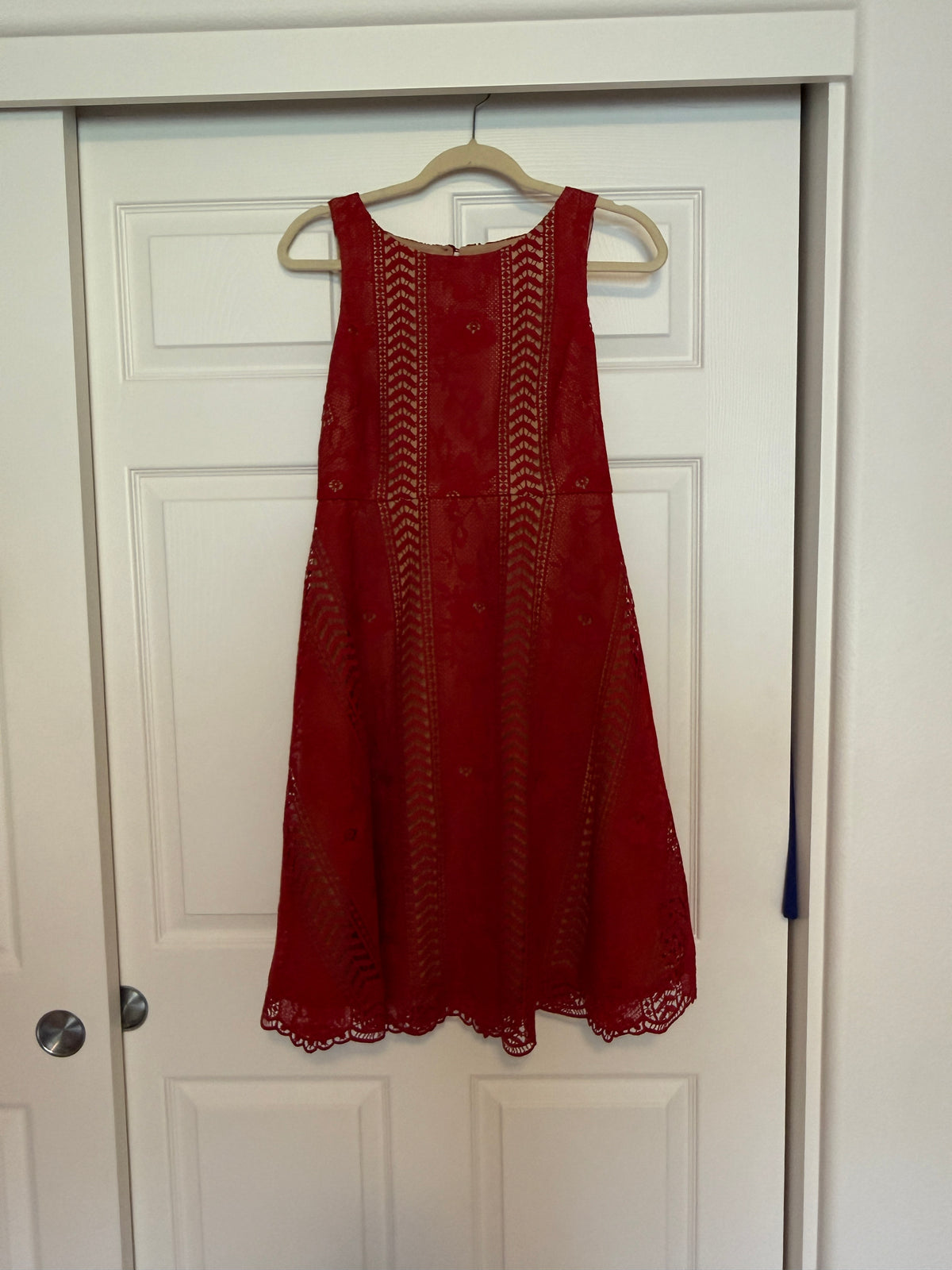Anthropologie "Georgia" Red Lace Fit & Flare Mini Dress Size 4