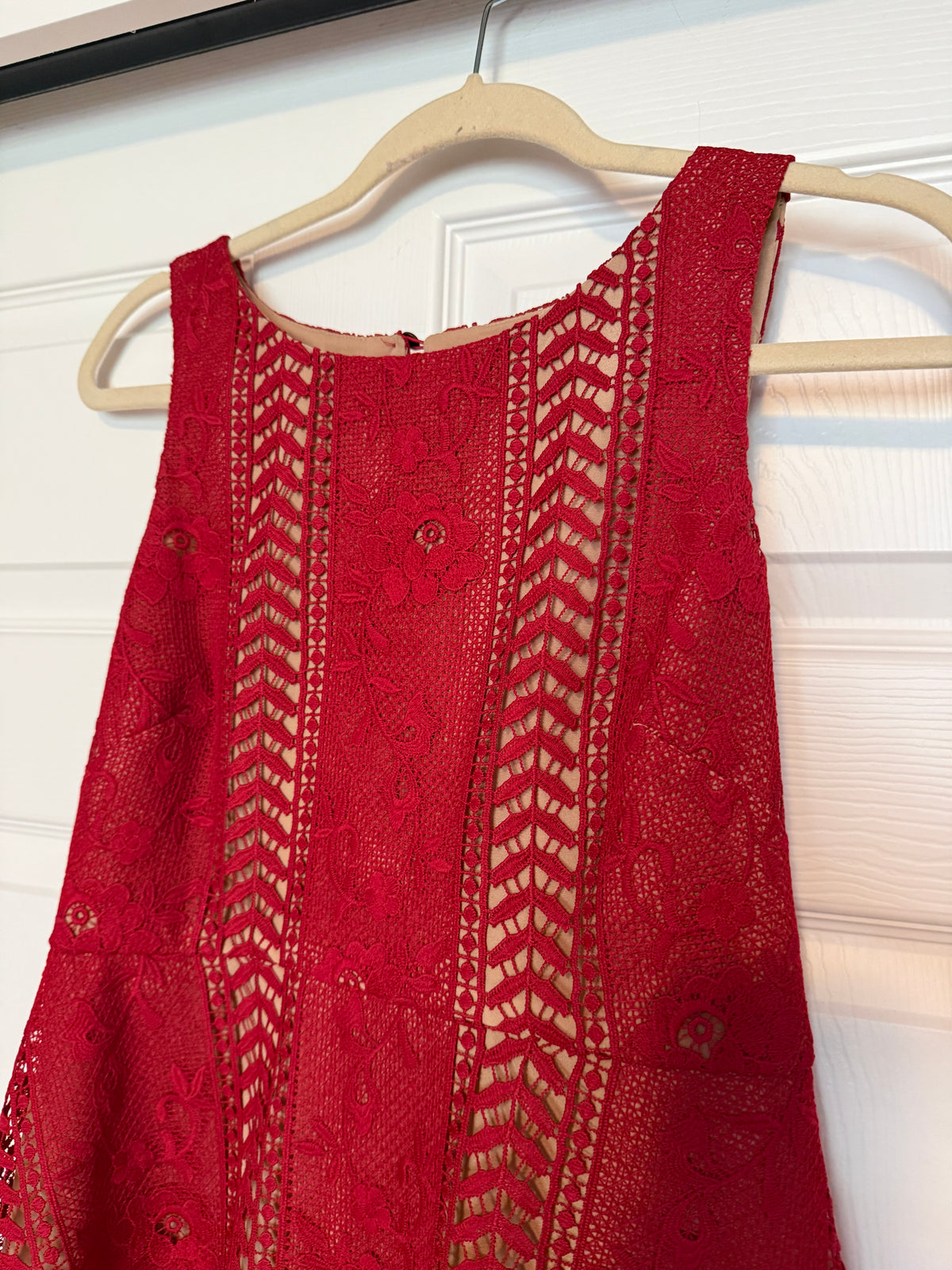 Anthropologie "Georgia" Red Lace Fit & Flare Mini Dress Size 4