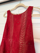 Anthropologie "Georgia" Red Lace Fit & Flare Mini Dress Size 4