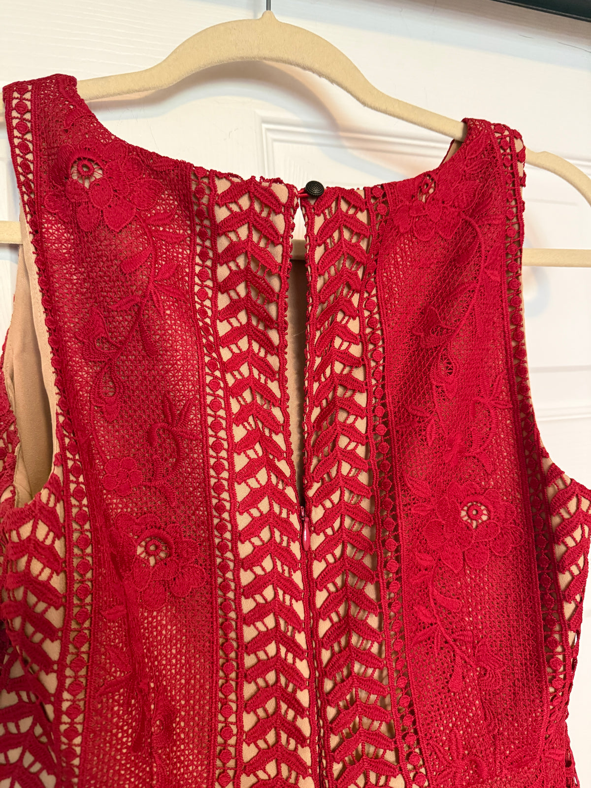 Anthropologie "Georgia" Red Lace Fit & Flare Mini Dress Size 4