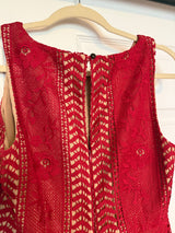 Anthropologie "Georgia" Red Lace Fit & Flare Mini Dress Size 4