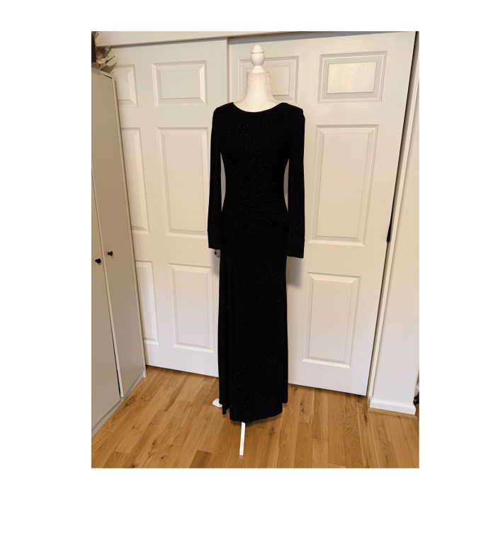 Calvin Klein Longsleeve Black Shimmer Evening Gown