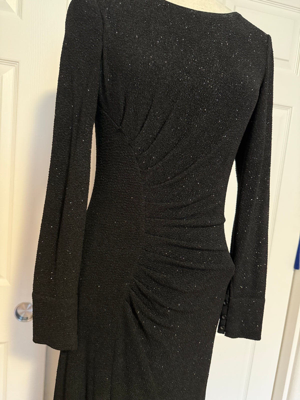 Calvin Klein Longsleeve Black Shimmer Evening Gown