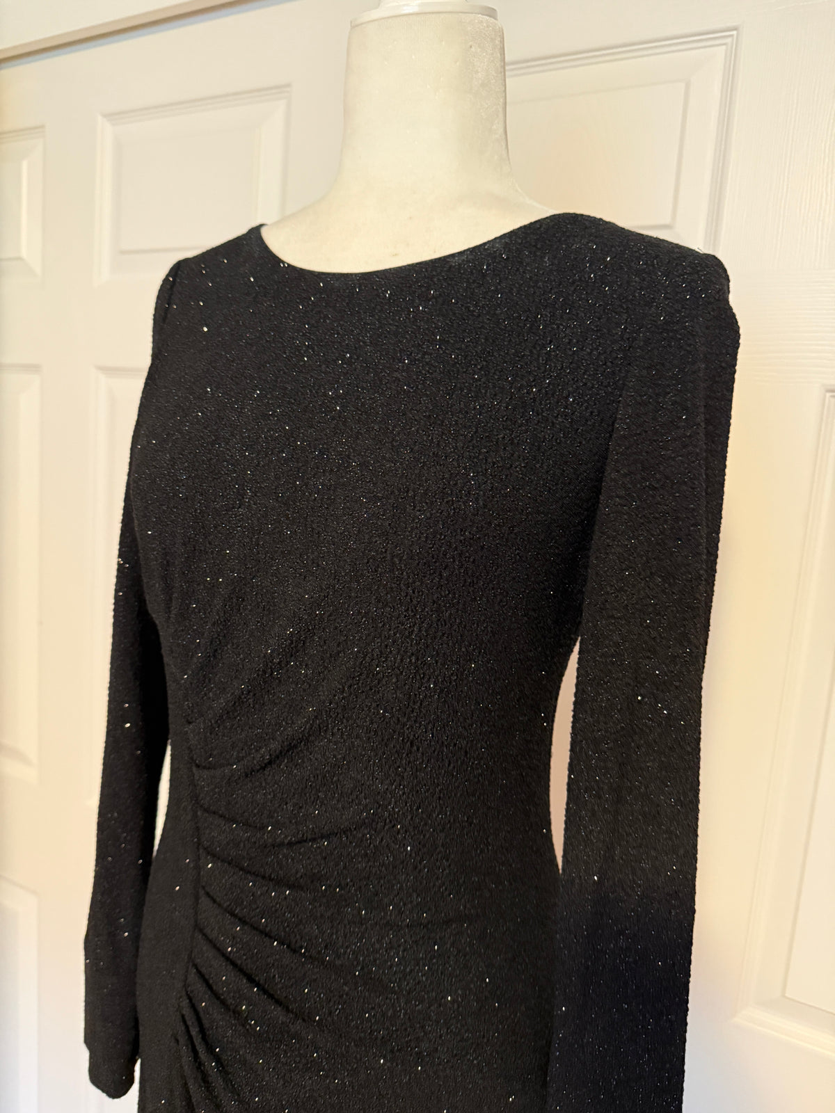 Calvin Klein Longsleeve Black Shimmer Evening Gown