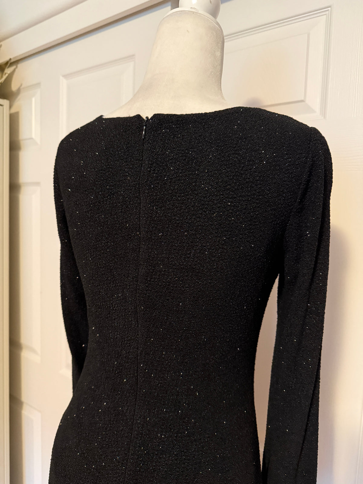 Calvin Klein Longsleeve Black Shimmer Evening Gown