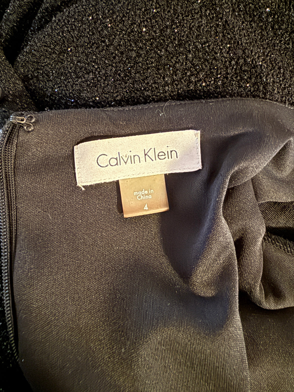 Calvin Klein Longsleeve Black Shimmer Evening Gown