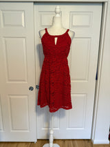 Ann Taylor Loft Red Keyhole Sleeveless Lace Mini Dress