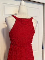 Ann Taylor Loft Red Keyhole Sleeveless Lace Mini Dress
