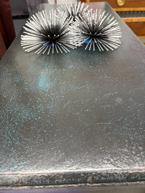 Textured Blue/Drk Brwn Accent Table
