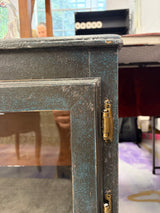 Textured Blue/Drk Brwn Accent Table
