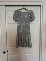 Junior's SO Sequin Puff Sleeve Dress - Silver