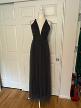 Luxxel Selena Tulle Maxi Dress in Charcoal Gray