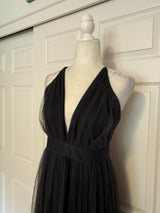 Luxxel Selena Tulle Maxi Dress in Charcoal Gray