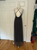 Luxxel Selena Tulle Maxi Dress in Charcoal Gray