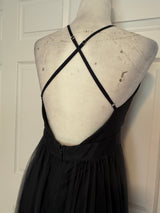 Luxxel Selena Tulle Maxi Dress in Charcoal Gray