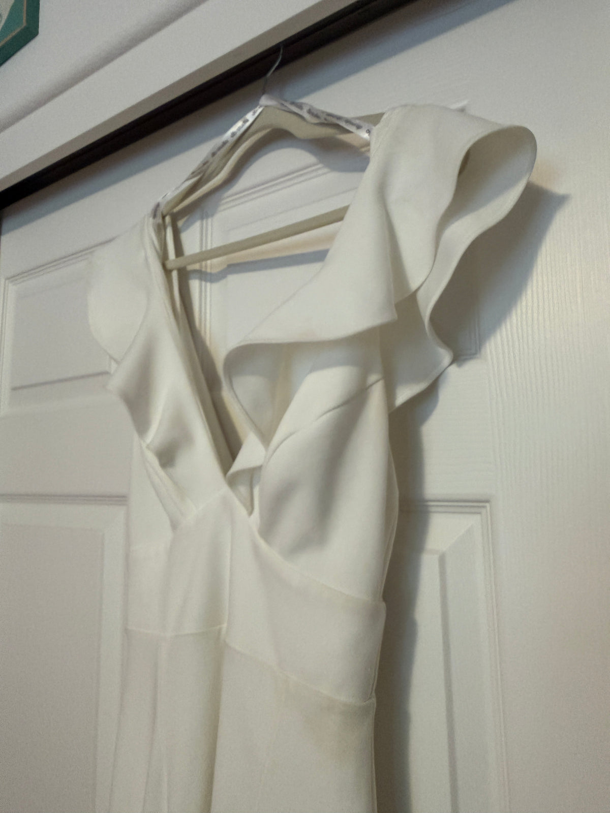 NWT DB Studio Ruffled V-Neck Gown in Ivory