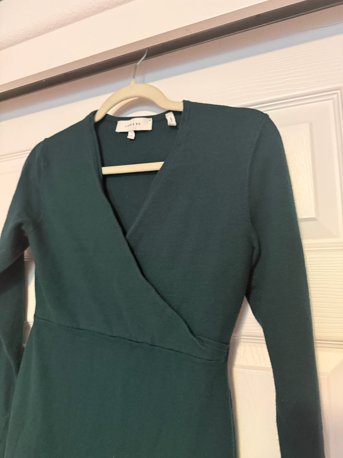 Lark & Ro Green Wrap Sweater Dress