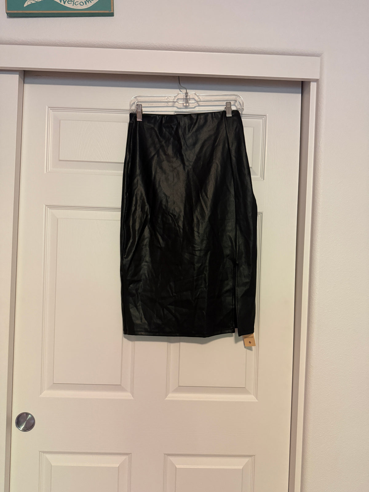 NWT Popilush Black Pleather Shaping Midi Skirt