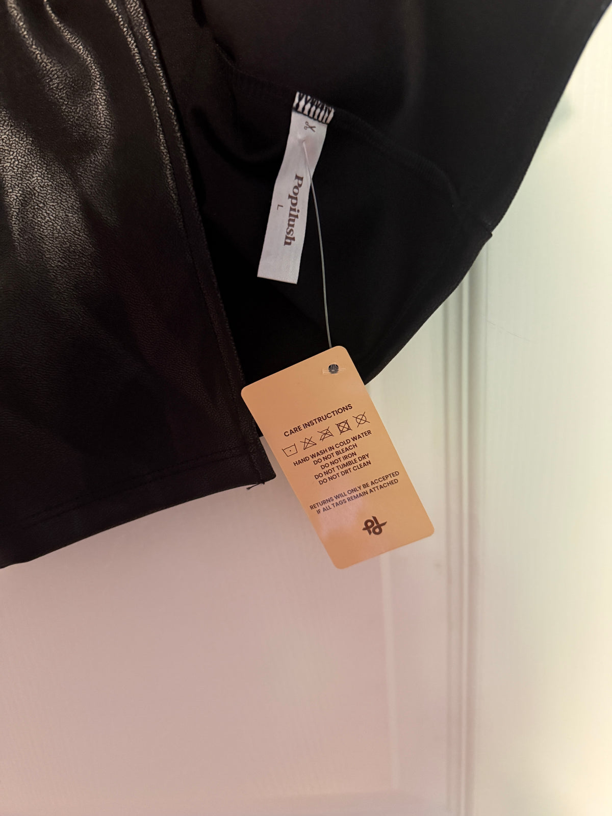 NWT Popilush Black Pleather Shaping Midi Skirt