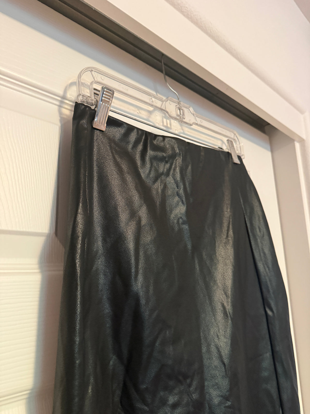 NWT Popilush Black Pleather Shaping Midi Skirt
