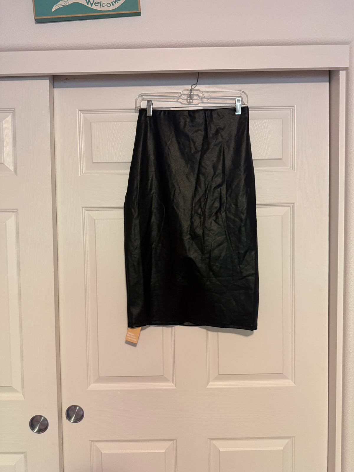 NWT Popilush Black Pleather Shaping Midi Skirt