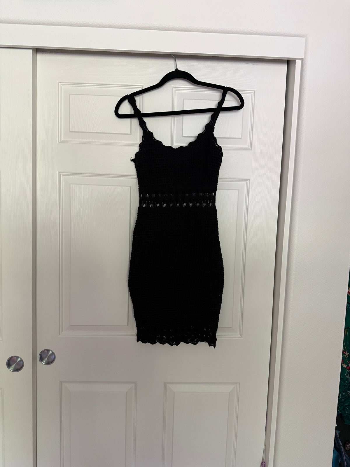 Guess Cassidy Crochet Mini Dress in Black