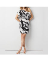 NWT WHBM One-Shoulder Jacquard Dress, Sz 4