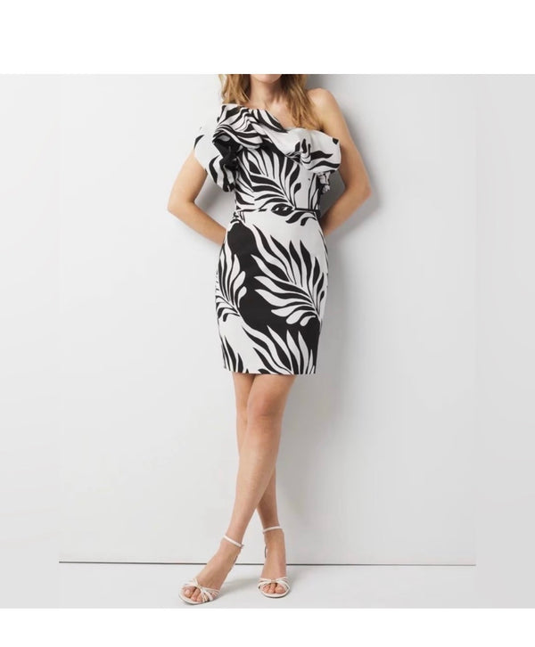 NWT WHBM One-Shoulder Jacquard Dress, Sz 4