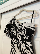 NWT WHBM One-Shoulder Jacquard Dress, Sz 4